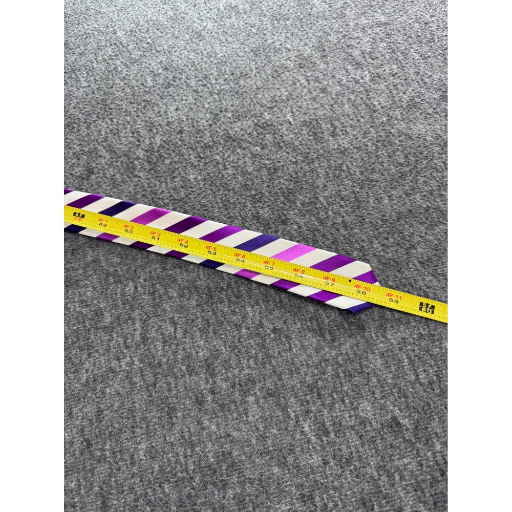 Express Mens Purple White Striped Silk Necktie New With Tags - Picture 6 of 7